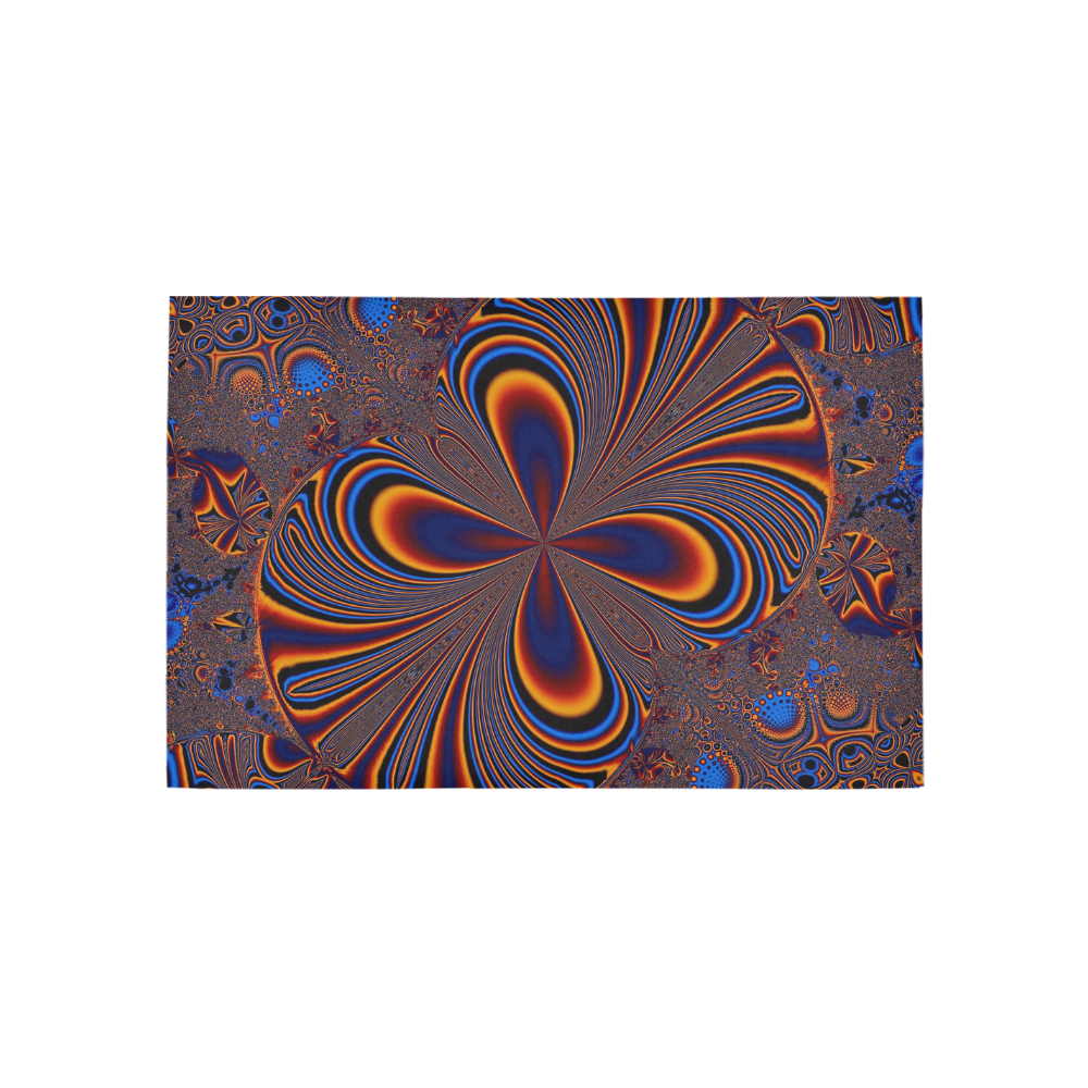 Bright Orange And Blue Fractal Butterfly Area Rug 5'x3'3''