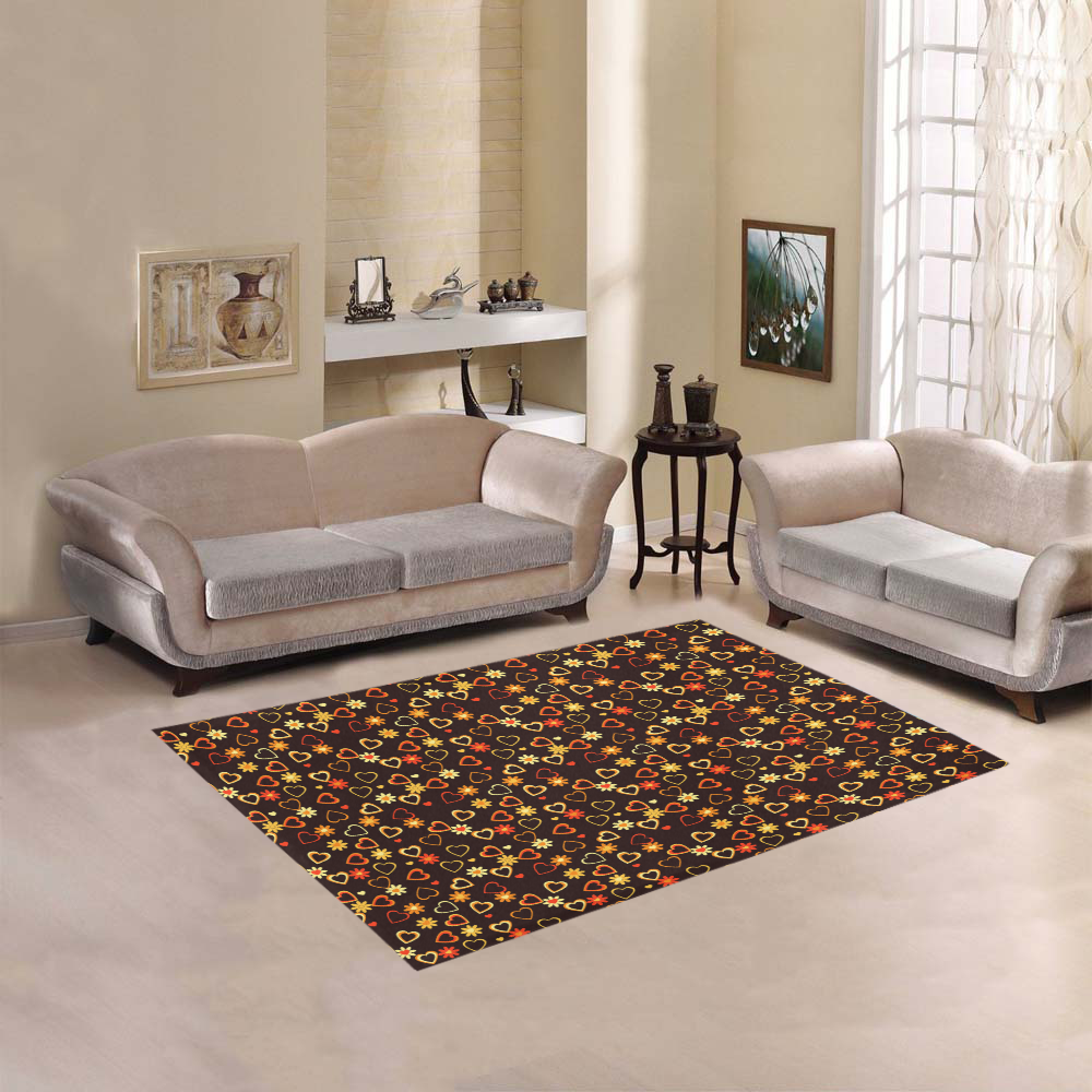 Hearts And Flowers Area Rug 5'3''x4'