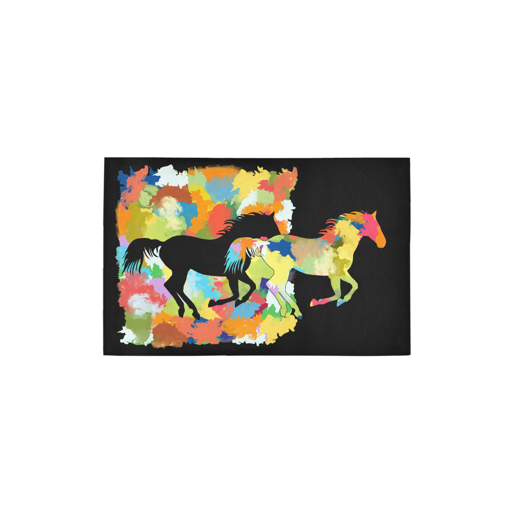 Horse  Shape Galloping out of Colorful Splash Area Rug 2'7"x 1'8‘’