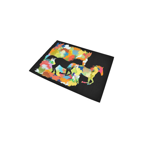 Horse  Shape Galloping out of Colorful Splash Area Rug 2'7"x 1'8‘’