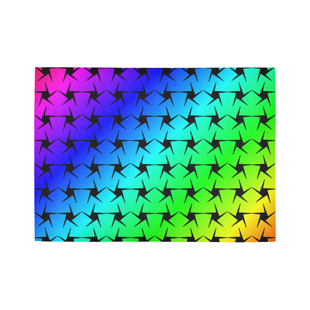 Colorful black star Area Rug7'x5'