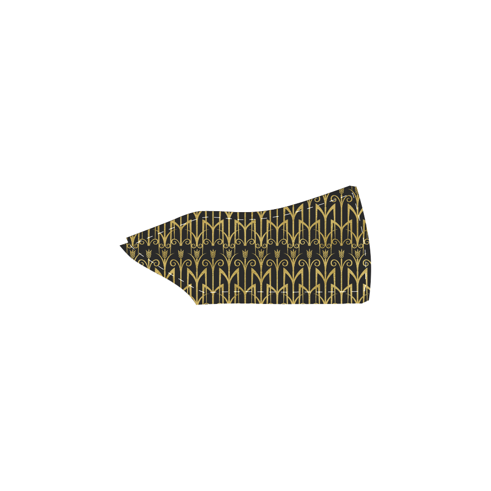 Beautiful BlackAnd Gold Art Deco Pattern Women's Unusual Slip-on Canvas Shoes (Model 019)