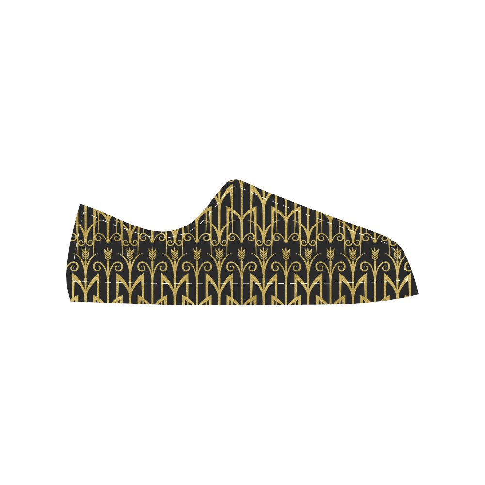 Beautiful BlackAnd Gold Art Deco Pattern Women's Classic Canvas Shoes (Model 018)