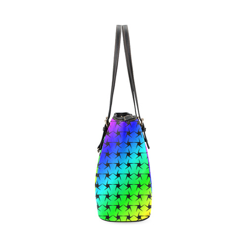 Colorful Black Star Leather Tote Bag/Small (Model 1640)