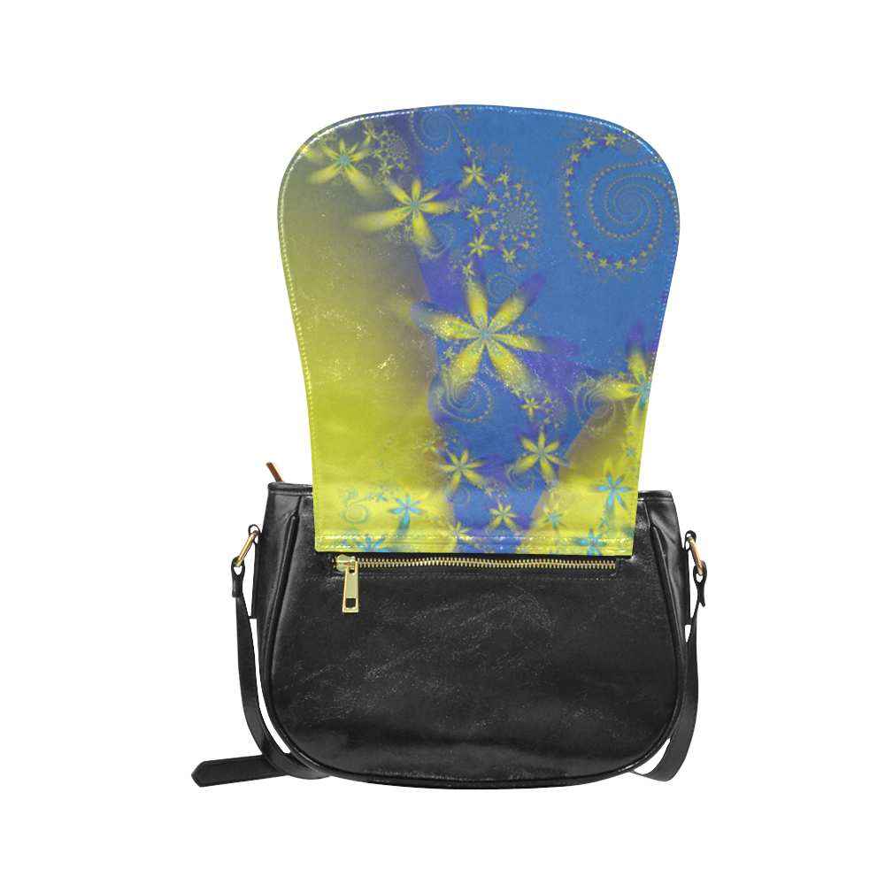 Flower Galaxies Yellow Blue Fractal Art Classic Saddle Bag/Small (Model 1648)