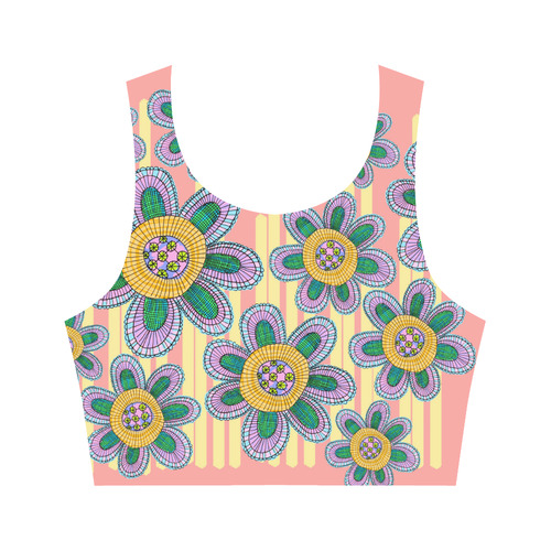 Colorful Flowers and Lines Women's Crop Top (Model T42)