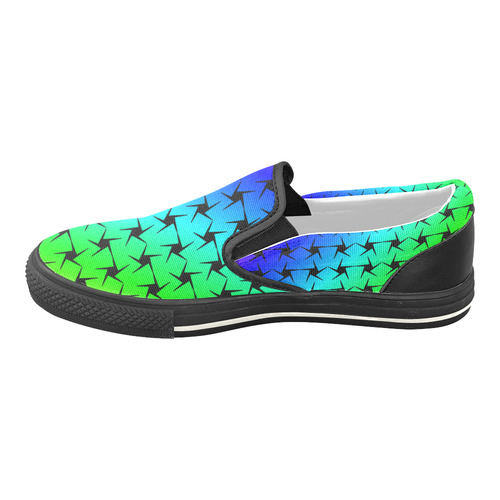 Colorful Black Star Women's Unusual Slip-on Canvas Shoes (Model 019)