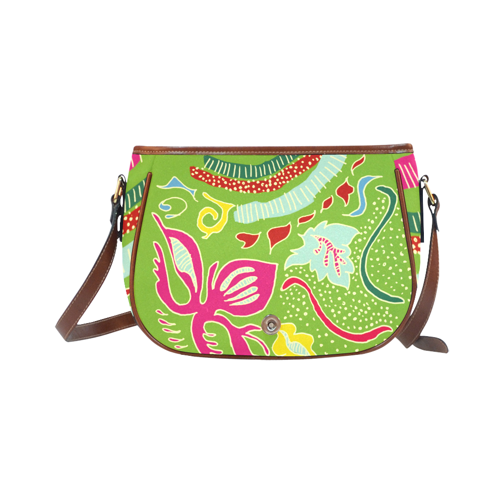 Green Organic Abstract Pattern Saddle Bag/Large (Model 1649)