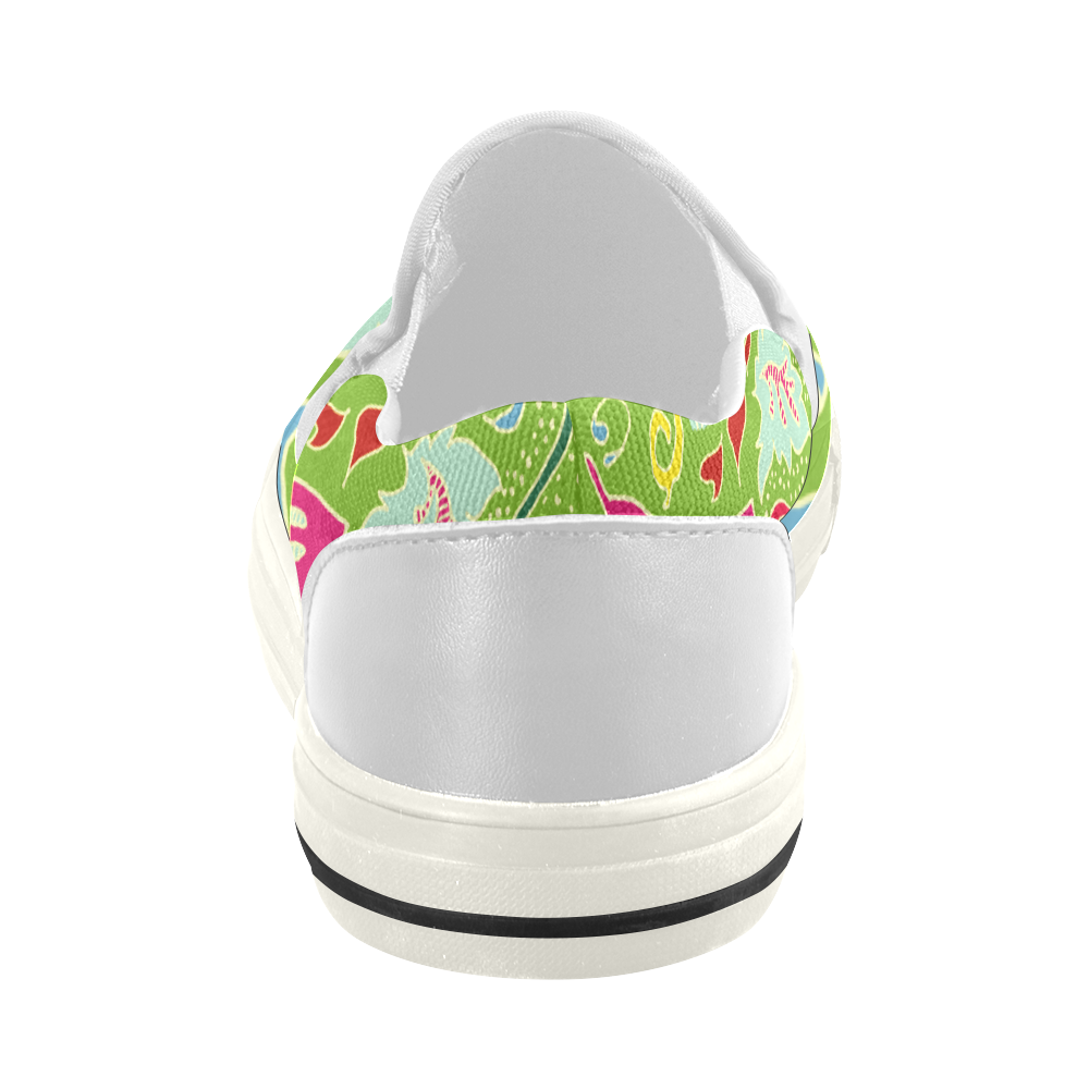 Green Organic Abstract Pattern Women's Slip-on Canvas Shoes (Model 019)