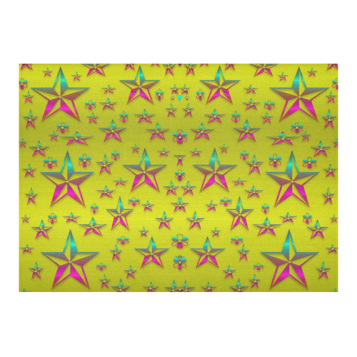Flower Power Stars Cotton Linen Tablecloth 60"x 84"