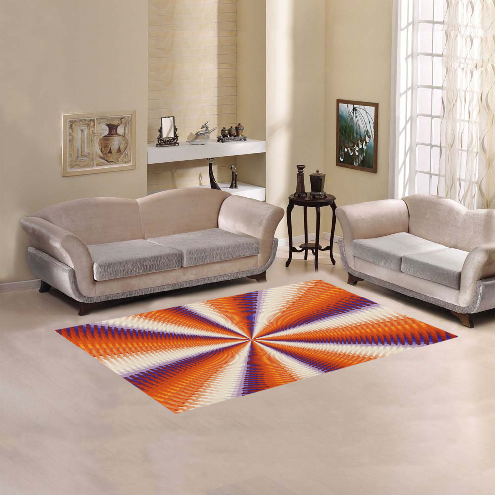Time Tunnel Orange Red Fawn Spiral Design Area Rug 5'x3'3''