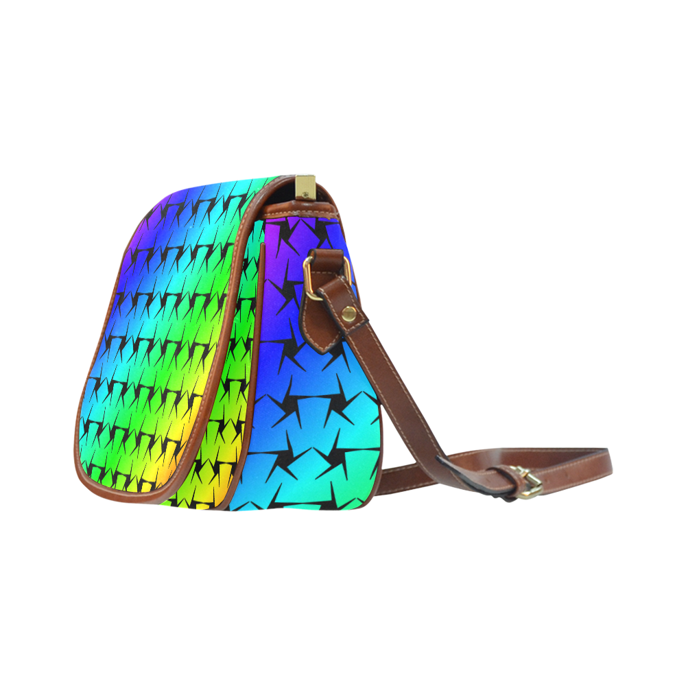 Colorful Black Star Saddle Bag/Small (Model 1649) Full Customization