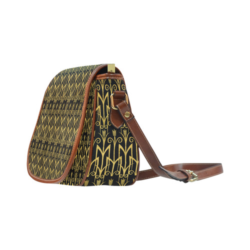 Beautiful BlackAnd Gold Art Deco Pattern Saddle Bag/Small (Model 1649) Full Customization