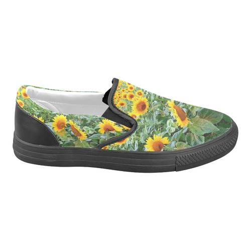 Sunflower Field Women's Unusual Slip-on Canvas Shoes (Model 019)