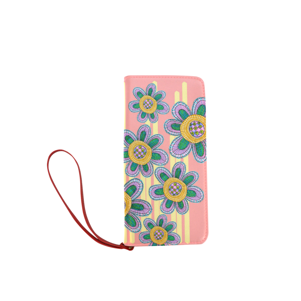 Colorful Flowers and Lines Women's Clutch Wallet (Model 1637)