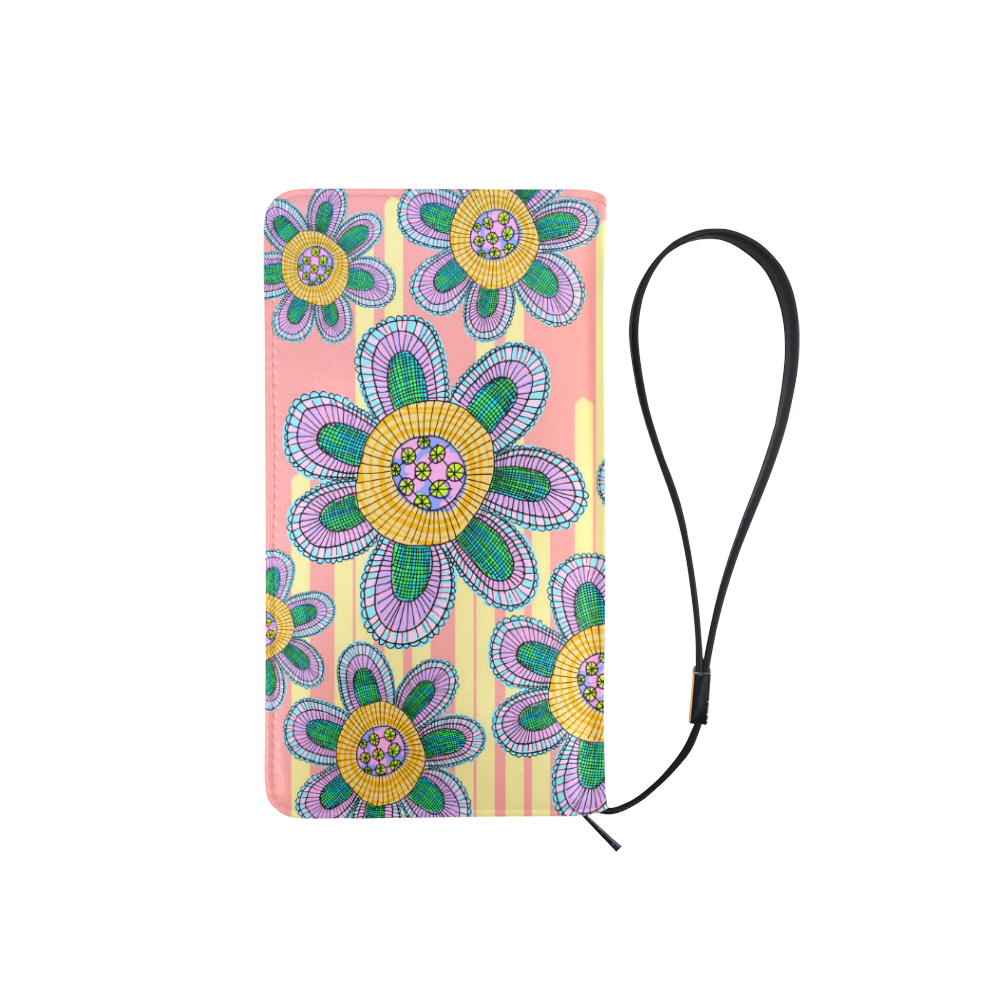 Colorful Flowers and Lines Men's Clutch Purse （Model 1638）