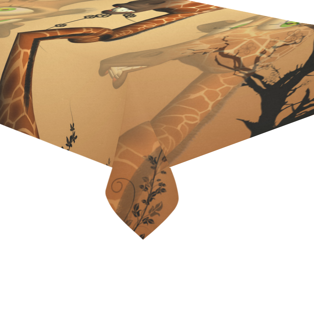 Cute giraffe in the fantasy wood Cotton Linen Tablecloth 60"x 104"