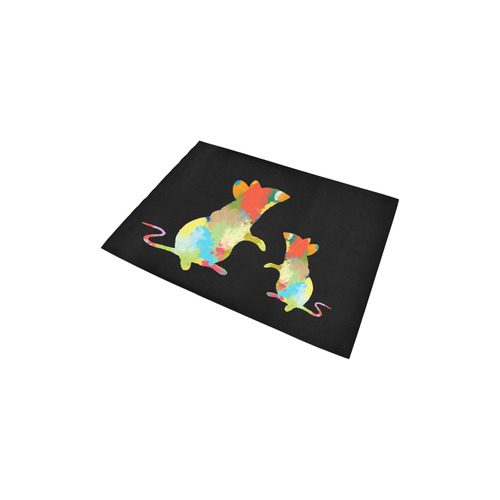 Mouse Shape Colorful Splash Design Area Rug 2'7"x 1'8‘’