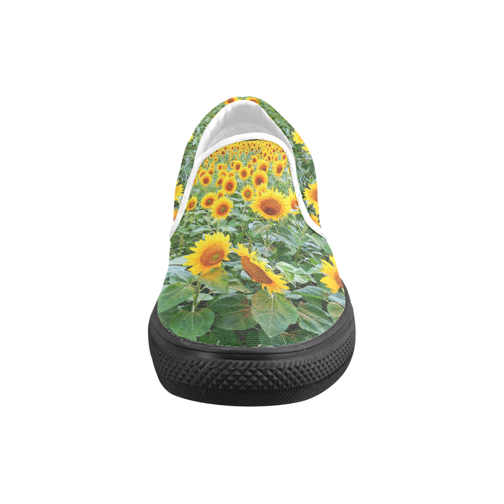 Sunflower Field Women's Unusual Slip-on Canvas Shoes (Model 019)