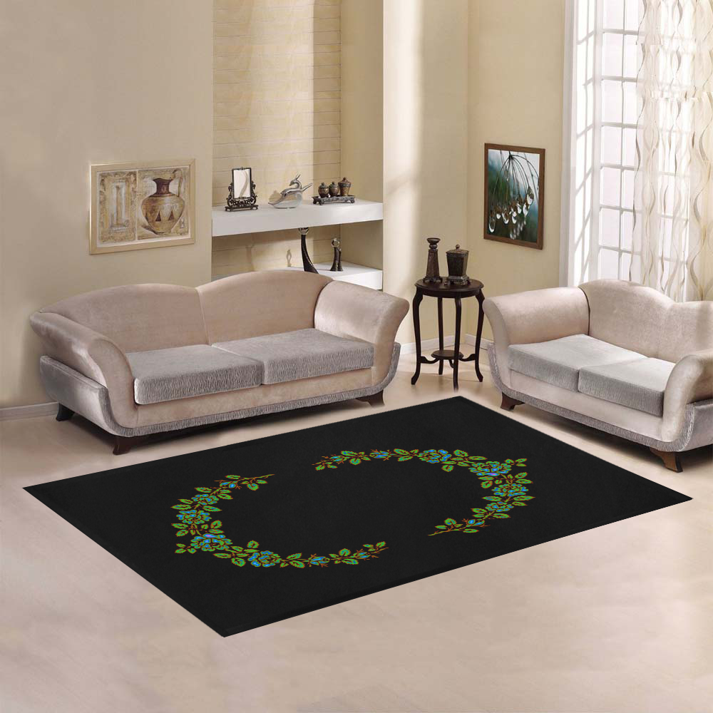 Multicolored Roses & Leaves Swag Area Rug7'x5'