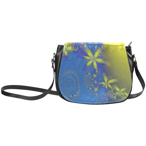 Flower Galaxies Yellow Blue Fractal Art Classic Saddle Bag/Small (Model 1648)