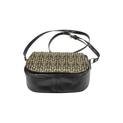 Beautiful BlackAnd Gold Art Deco Pattern Classic Saddle Bag/Small (Model 1648)