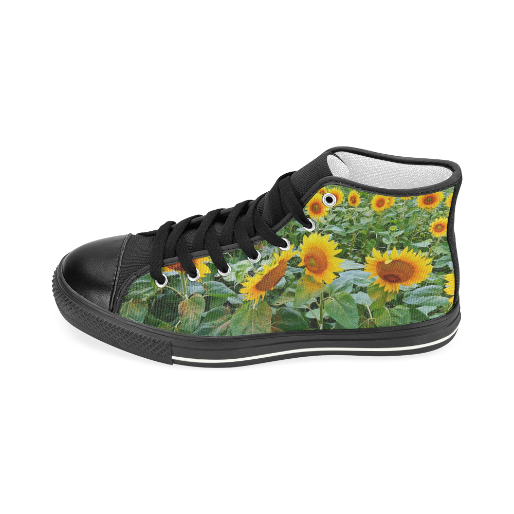 Sunflower Field Women's Classic High Top Canvas Shoes (Model 017)