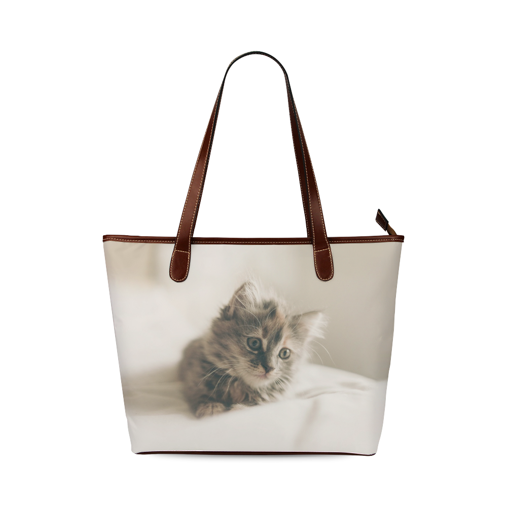 Lovely Sweet Little Cat Kitten Kitty Pet Shoulder Tote Bag (Model 1646)
