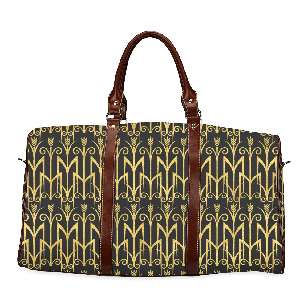 Beautiful BlackAnd Gold Art Deco Pattern Waterproof Travel Bag/Small (Model 1639)