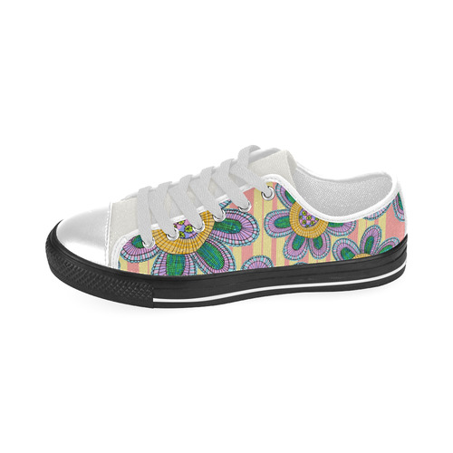 Colorful Flowers and Lines Men's Classic Canvas Shoes (Model 018)