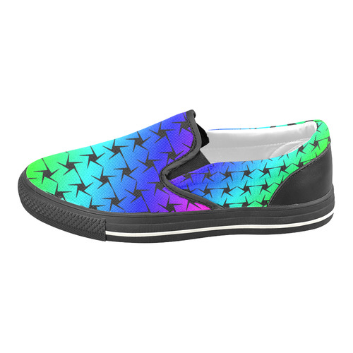 Colorful Black Star Women's Unusual Slip-on Canvas Shoes (Model 019)