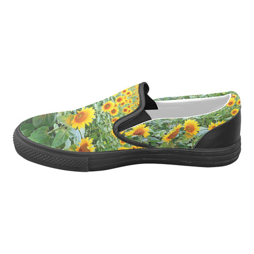 Sunflower Field Women's Unusual Slip-on Canvas Shoes (Model 019)