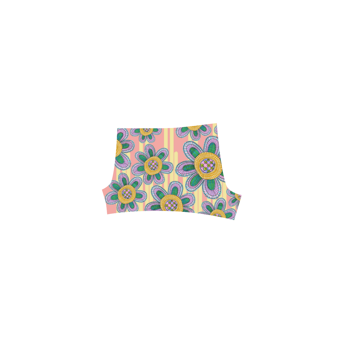 Colorful Flowers and Lines Briseis Skinny Shorts (Model L04)