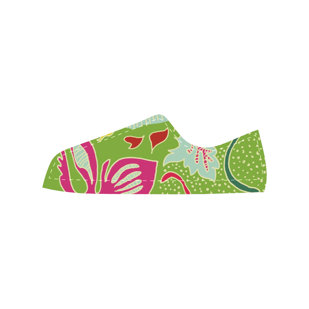 Green Organic Abstract Pattern Women's Classic Canvas Shoes (Model 018)