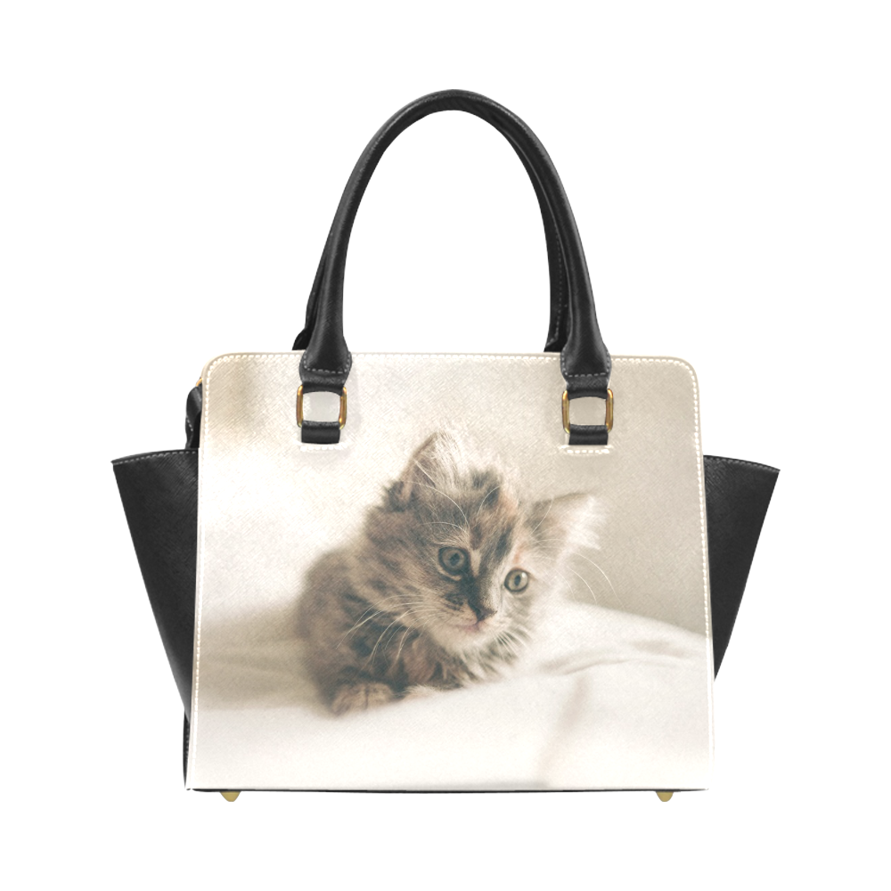 Lovely Sweet Little Cat Kitten Kitty Pet Rivet Shoulder Handbag (Model 1645)