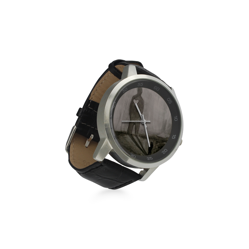 sombra en la pared watch Unisex Stainless Steel Leather Strap Watch(Model 202)