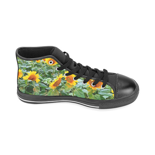 Sunflower Field Men’s Classic High Top Canvas Shoes /Large Size (Model 017)