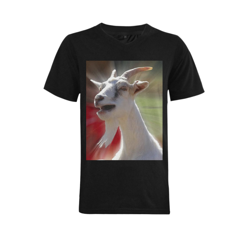Funny Talking Goat Photography Men's V-Neck T-shirt  Big Size(USA Size) (Model T10)
