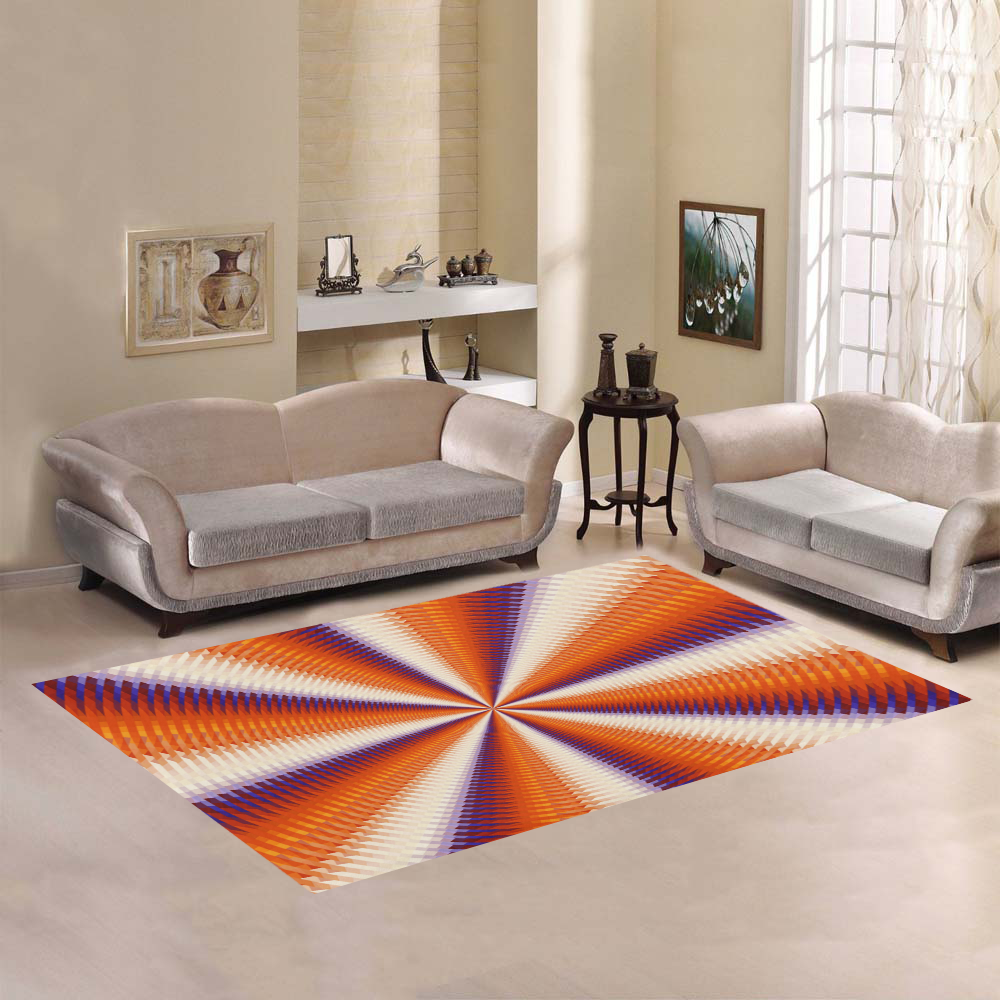 Time Tunnel Orange Red Fawn Spiral Design Area Rug7'x5'