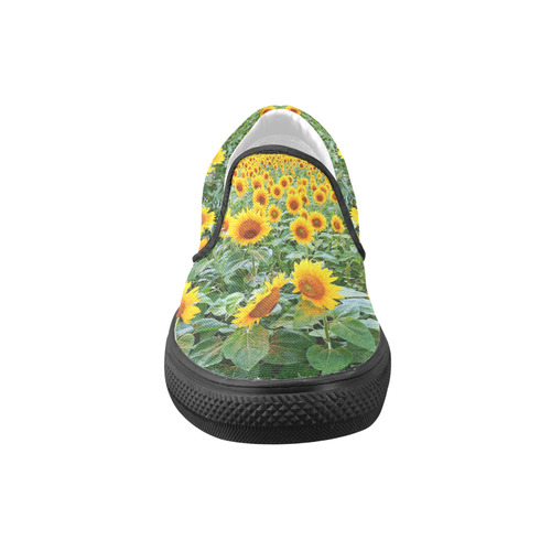 Sunflower Field Women's Unusual Slip-on Canvas Shoes (Model 019)