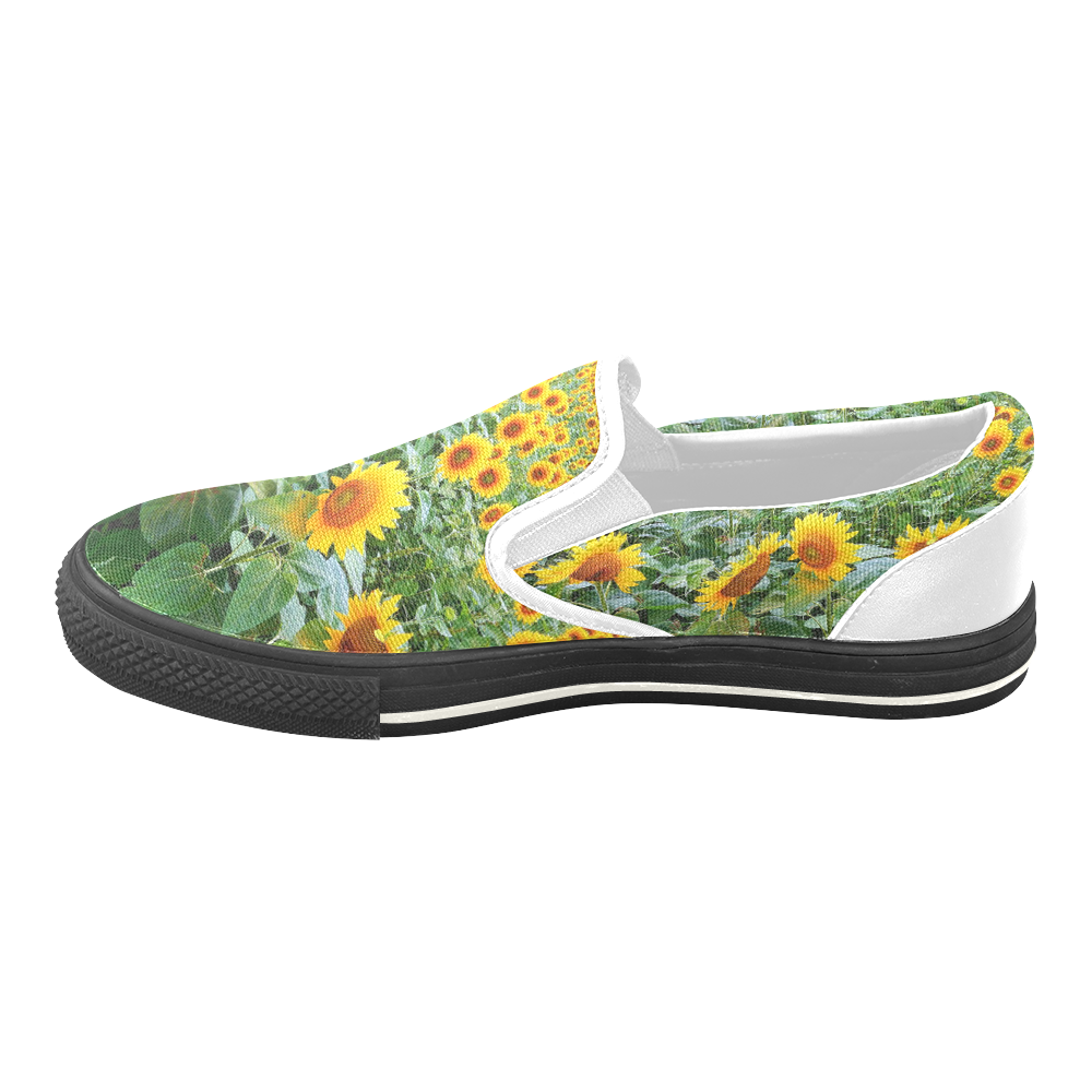 Sunflower Field Women's Unusual Slip-on Canvas Shoes (Model 019)