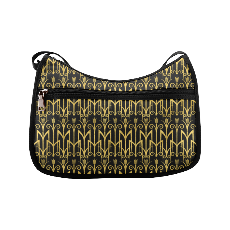 Beautiful BlackAnd Gold Art Deco Pattern Crossbody Bags (Model 1616)