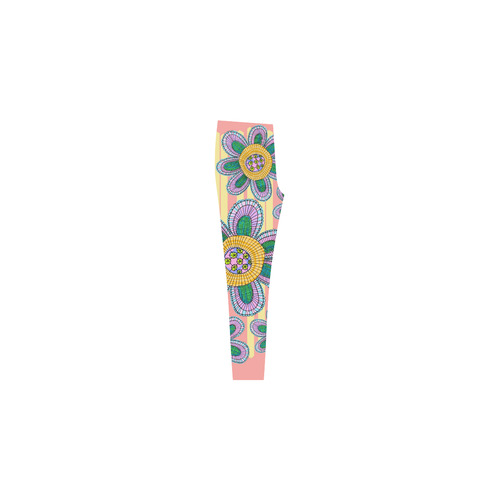 Colorful Flowers and Lines Cassandra Women's Leggings (Model L01)