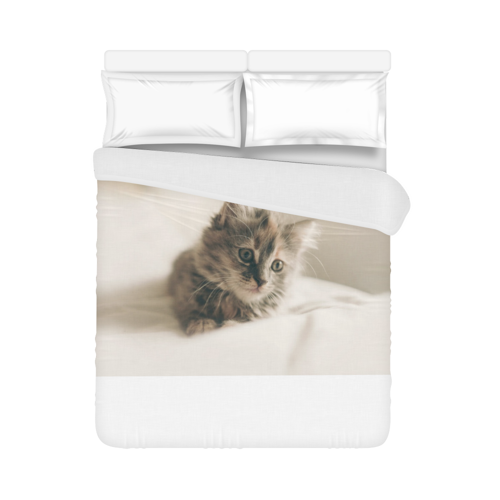 Lovely Sweet Little Cat Kitten Kitty Pet Duvet Cover 86"x70" ( All-over-print)