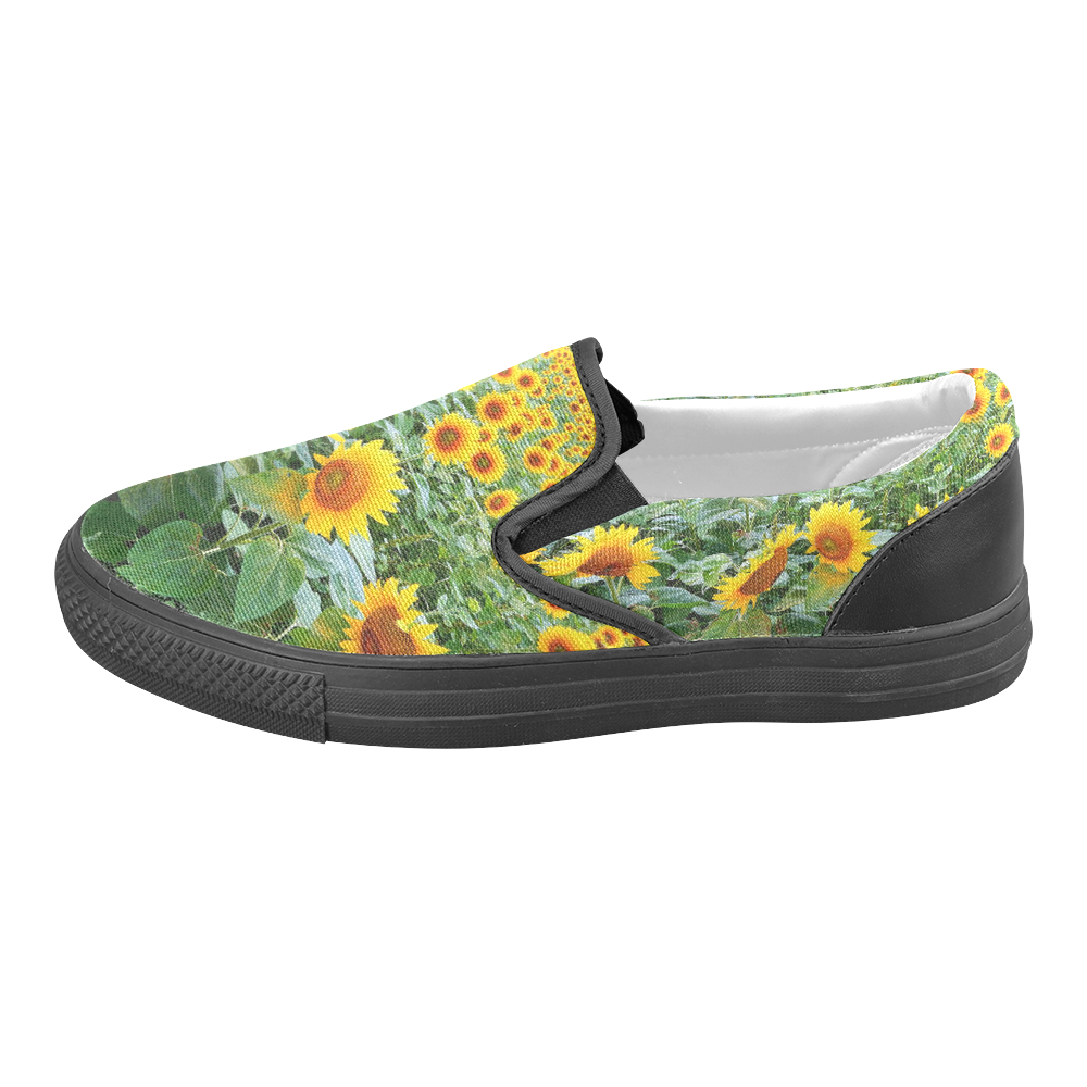 Sunflower Field Men's Unusual Slip-on Canvas Shoes (Model 019)