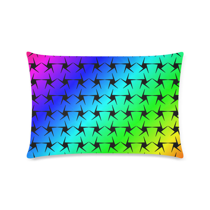 Colorful Black Star Custom Rectangle Pillow Case 16"x24" (one side)