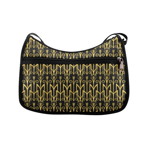 Beautiful BlackAnd Gold Art Deco Pattern Crossbody Bags (Model 1616)