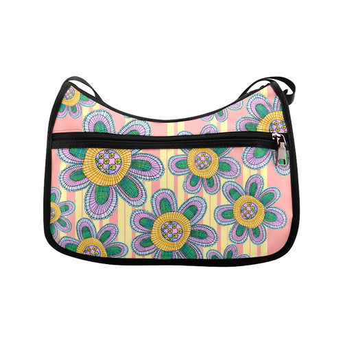 Colorful Flowers and Lines Crossbody Bags (Model 1616)