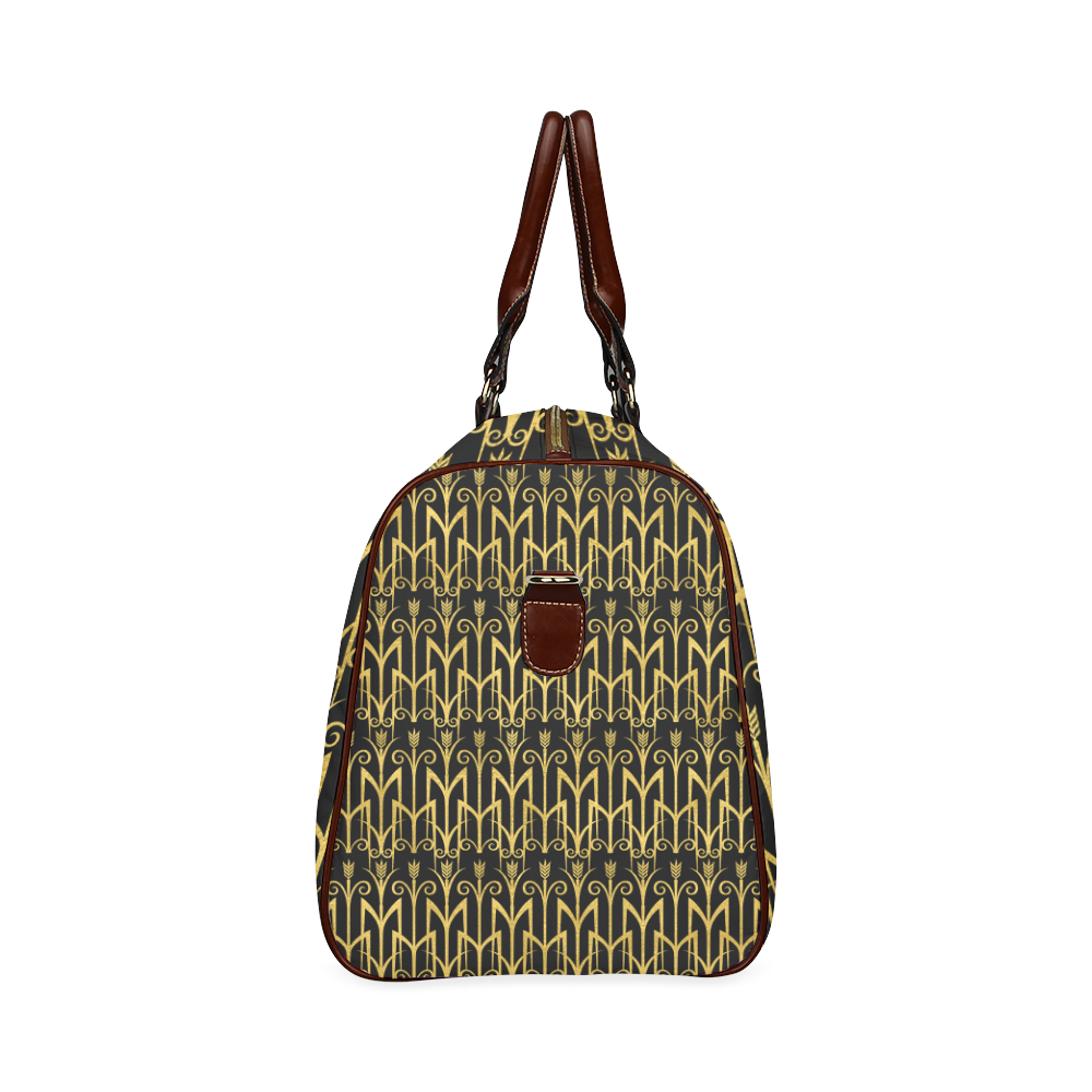 Beautiful BlackAnd Gold Art Deco Pattern Waterproof Travel Bag/Small (Model 1639)