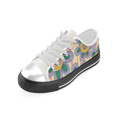 Colorful Flowers and Lines Women's Classic Canvas Shoes (Model 018)